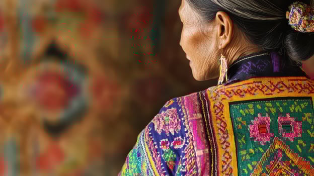 Vibrant attire highlights cultural craft photo