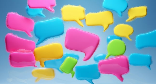 Colorful speech bubbles floating in the air photo