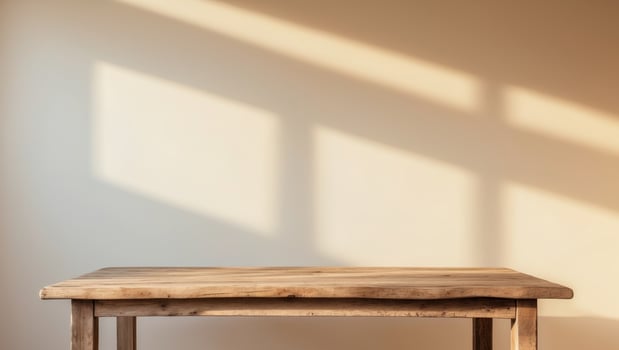 A table with sunlight coming through the window photo
