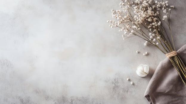 Elegant dried flowers on a soft surface display photo