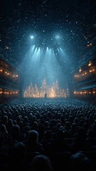 Winter concert takes place in an ornate theater filled with a snow-themed atmosphere and a crowd enjoying the holiday spirit photo