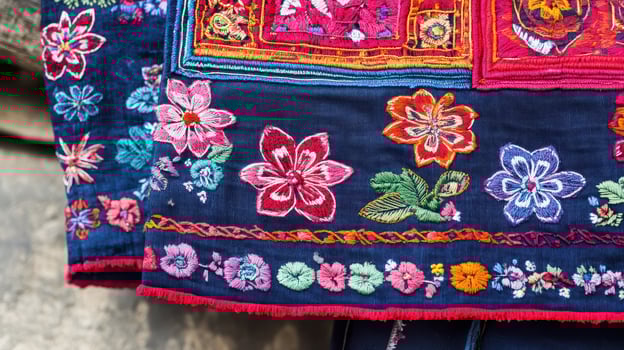 Floral embroidered textile design photo