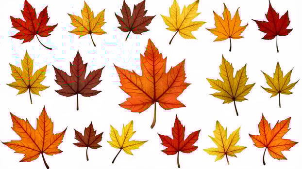 Collection of Isolated Autumn Maple Leaves photo