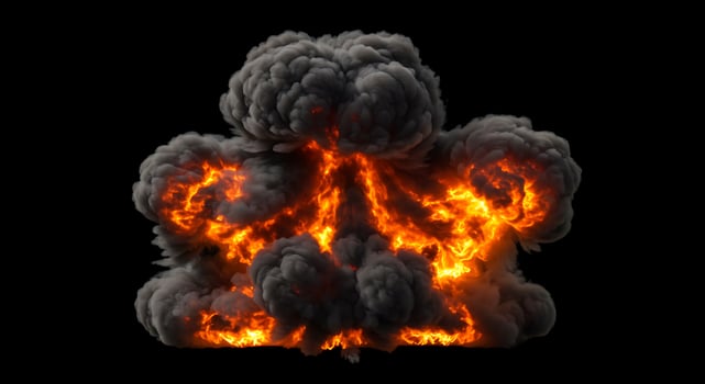 A black and white image of a fire and smoke photo