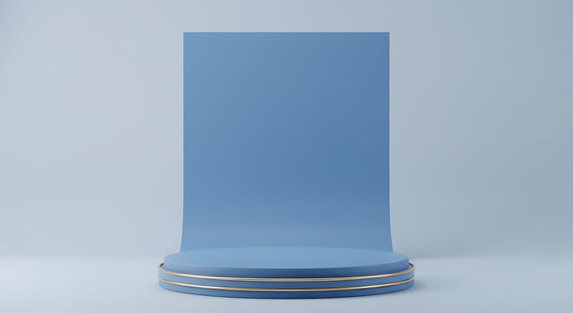 3d render of a blue pedestal with a blank screen photo