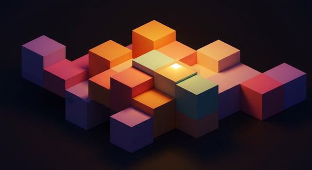 A colorful abstract design with cubes photo