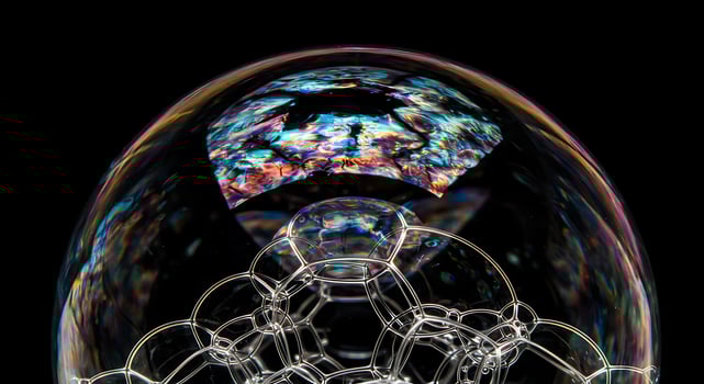 A close up of a bubble with a colorful pattern photo