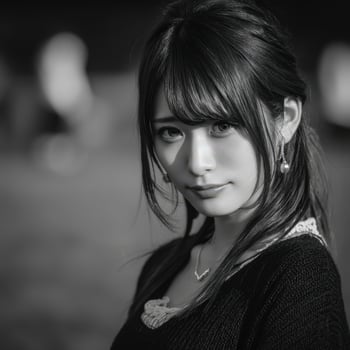 Woman posing gracefully in a park during a sunny afternoon photo
