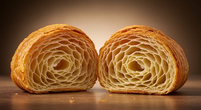Two halves of a croissant photo