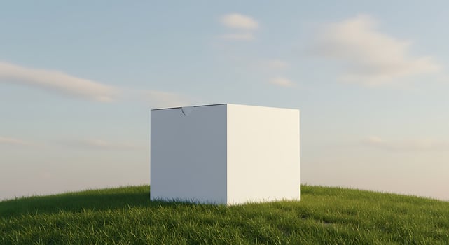 A white box sitting on top of a grassy hill photo