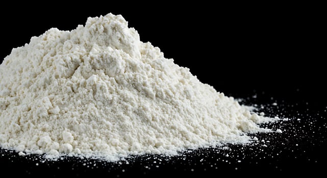 A pile of white powder on a black background photo