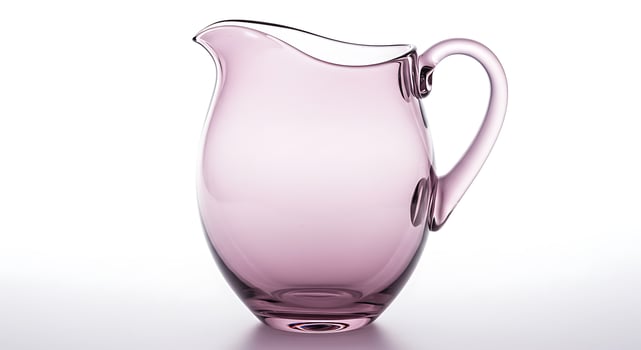 A glass pitcher with a purple handle photo