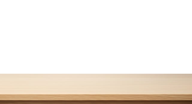 Wooden table top isolated on white background photo