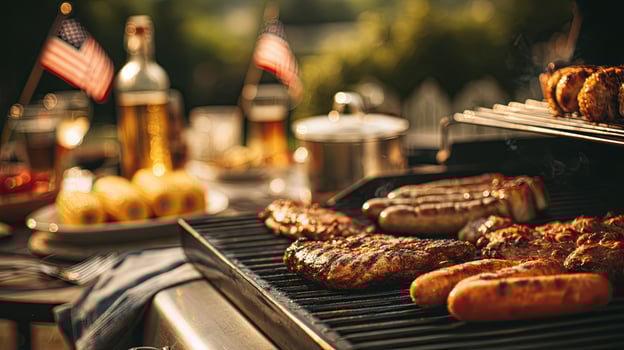 Sizzling Grill with Delicious Food Cooking Outdoors photo