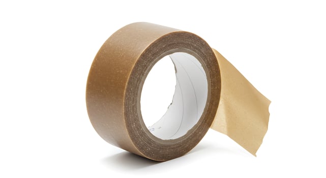 A roll of brown tape on a white surface photo