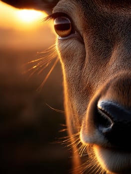 Close-up view of a cow's eye at sunset highlighting nature's beauty photo
