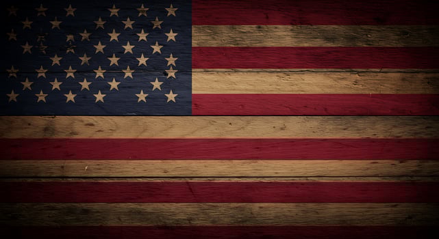 An american flag on a wooden background photo