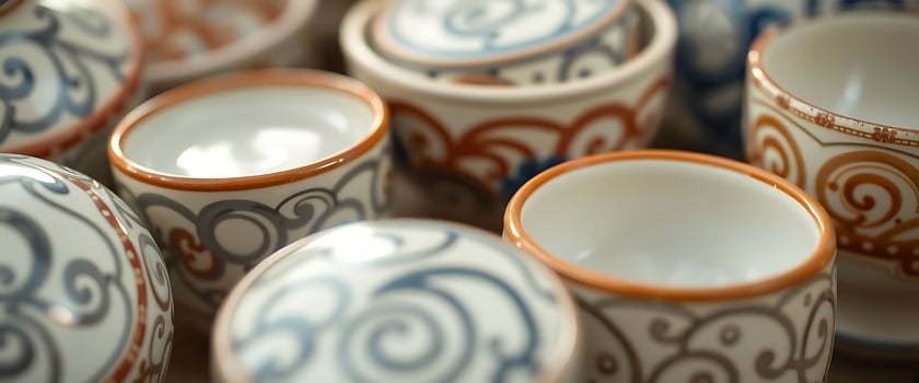 bunch of cups that are sitting on a table photo