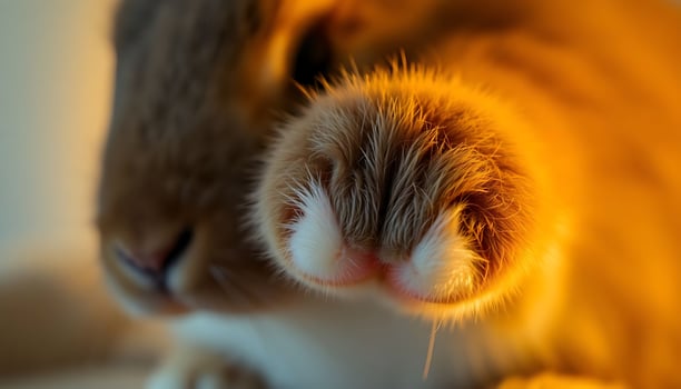 close up of a cat's face and paw photo