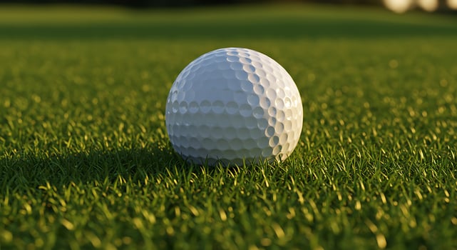 A golf ball sitting on the grass in a green field photo