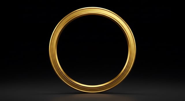 Golden circle on black background photo