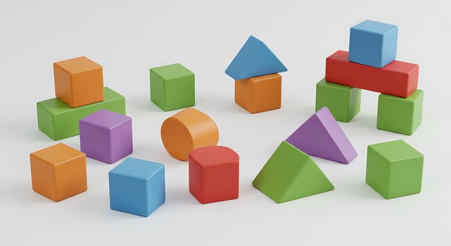 A group of colorful wooden blocks arranged in a circle photo
