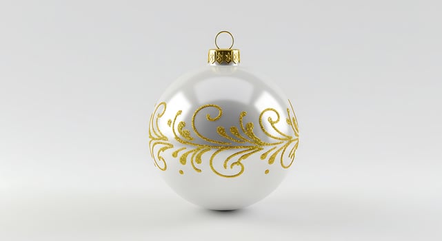 A white christmas ornament with gold designs photo