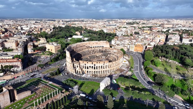 Beautiful Rome Colosseum at Rome Lazio in Italy . Beauty Scene. photo