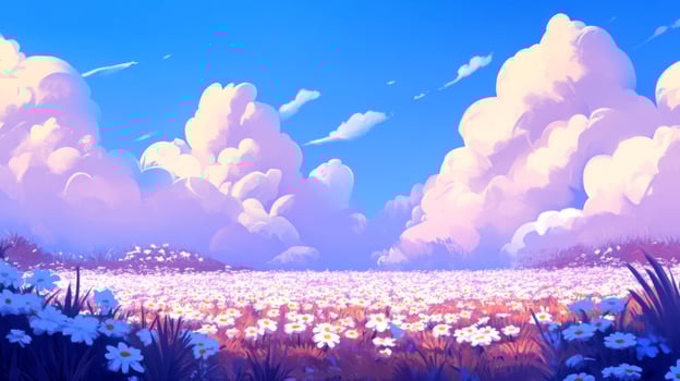 Vast Field of White Daisies Under a Pastel Sky photo
