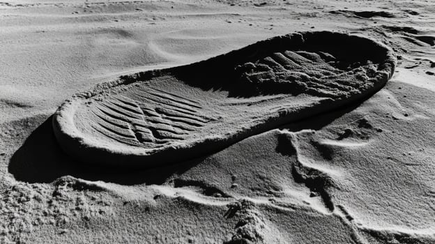 Footprint in Sand Black and White Beach Texture photo