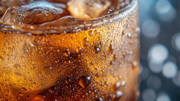 Close Up of Icy Brown Beverage in Glass photo