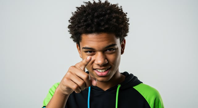 Confident young African American man pointing at the camera indoors photo