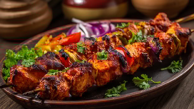 Tasty Kabab Presentation in High-Detail Food Style photo