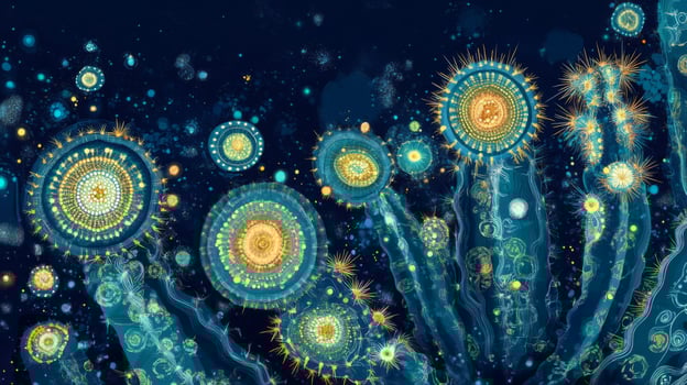 Abstract Blue And Gold Fireworks Night Design photo