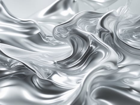 A silver liquid flowing over a white surface photo