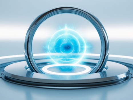 A futuristic blue orb with a glowing light photo