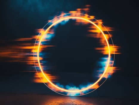 A circle of fire is shown in the dark photo