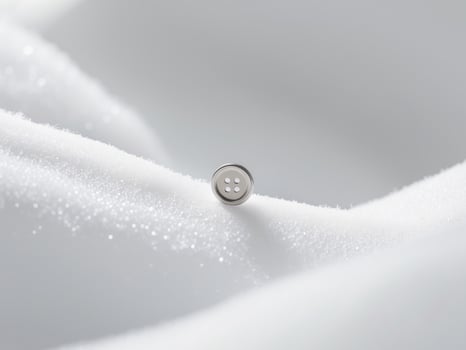 A button is sitting on top of a white cloth photo