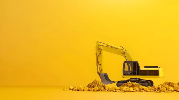 Construction equipment on yellow background photo