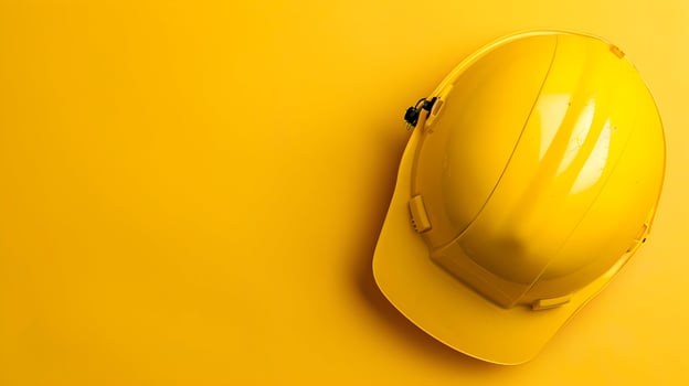 A yellow hard hat on a yellow background photo