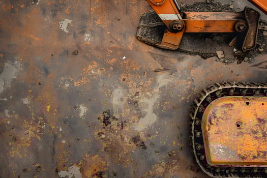 An orange excavator on a rusty surface photo