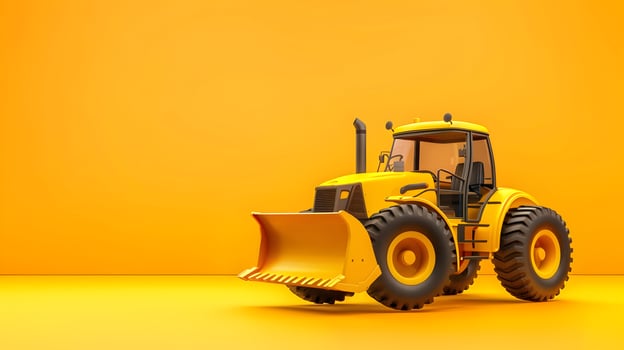 A yellow tractor on an orange background photo