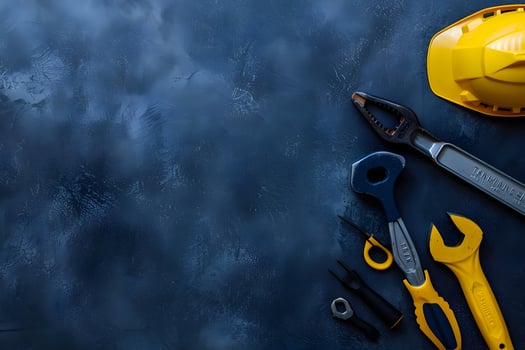 Construction tools on a dark background photo