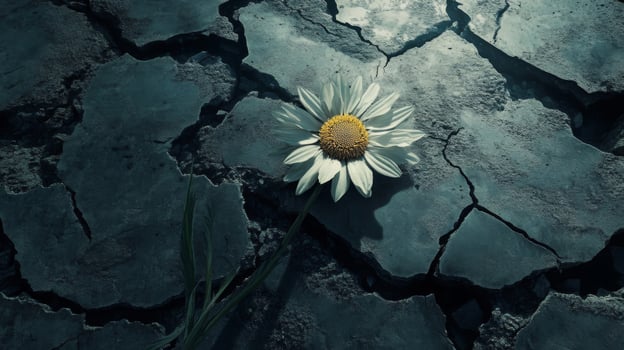 Single Daisy on Cracked Earth photo