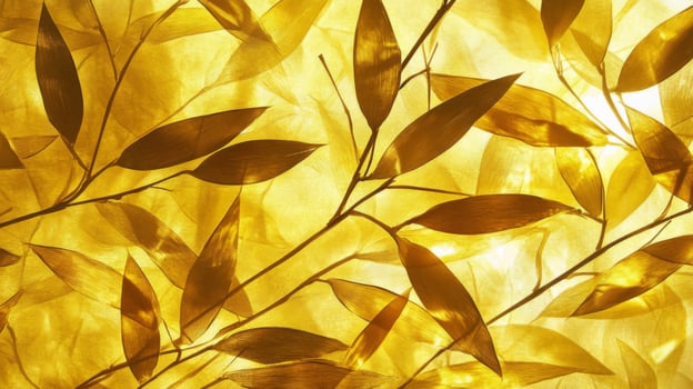 Golden Leaves Pattern Texture Background photo
