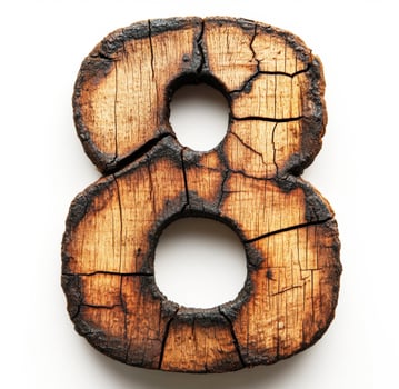 Weathered wooden numeral eight in rustic style decor photo