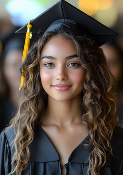 smiling college graduate holding diploma, photo
