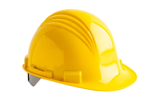 Yellow helmet isolated on white background photo