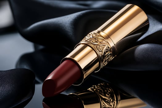 A red lipstick on a black cloth photo