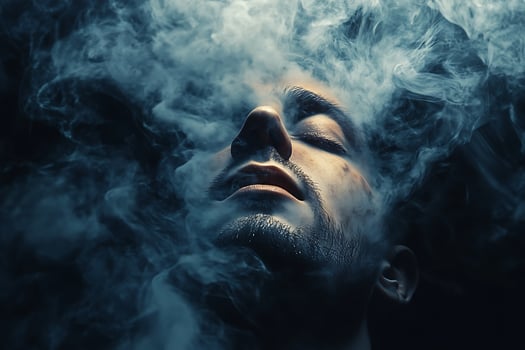 A man is smoking in front photo